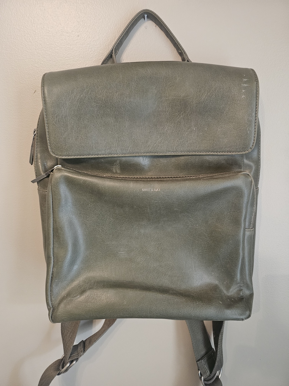 Matt & Nat Olive Green Vegan Leather Backpack